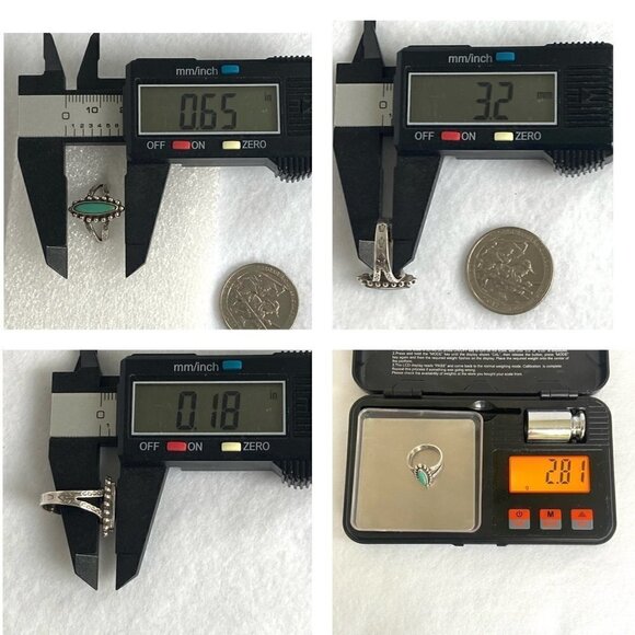 VTG Sterling Silver 925 Southwest Style Turquoise Stamped Split Shank Ring 4.75 - Picture 10 of 16